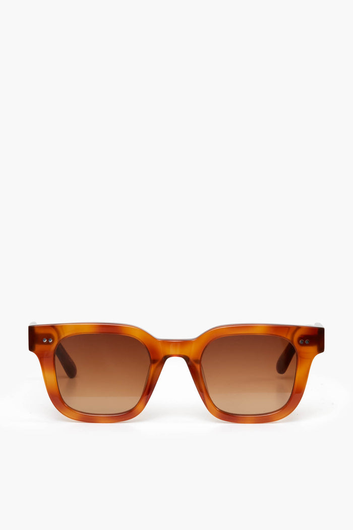Rectangular Chimi tortoiseshell sunglasses with brown gradient lenses crafted from acetate, offering UV protection.