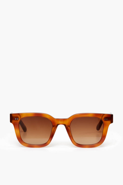 Rectangular Chimi tortoiseshell sunglasses with brown gradient lenses crafted from acetate, offering UV protection.