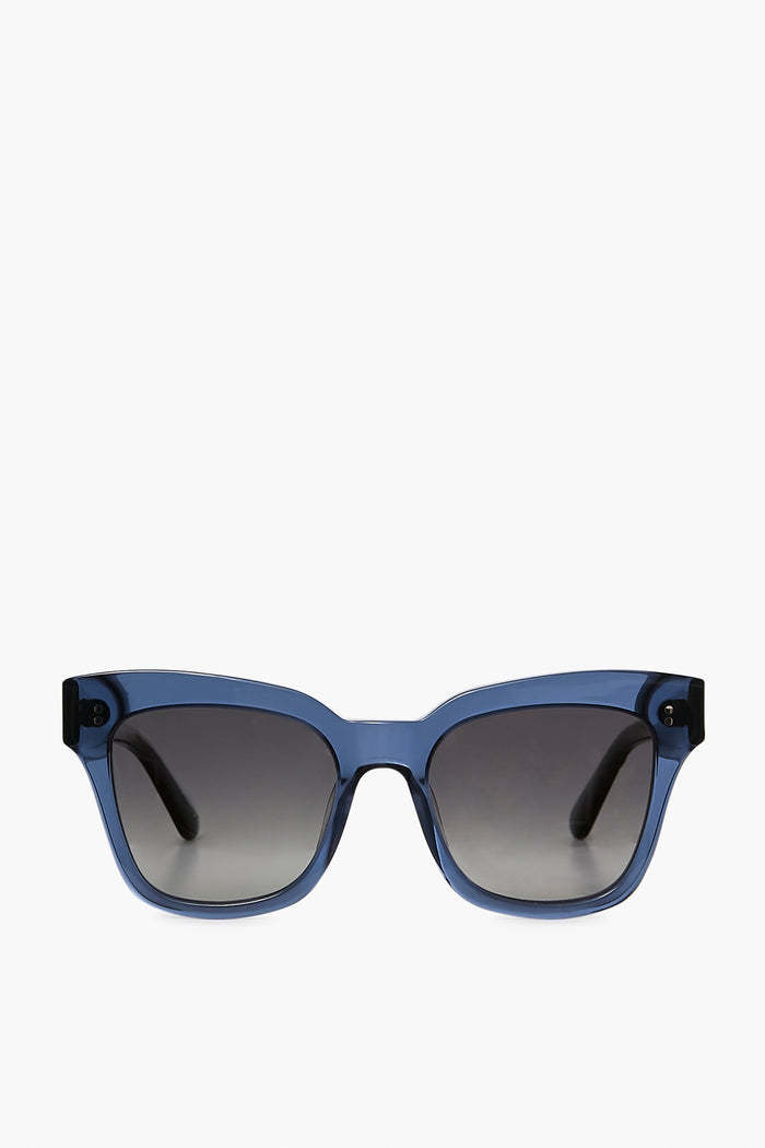 Chimi blue rectangular sunglasses with black temples and gradient dark lenses, crafted from acetate for stylish UV protection.