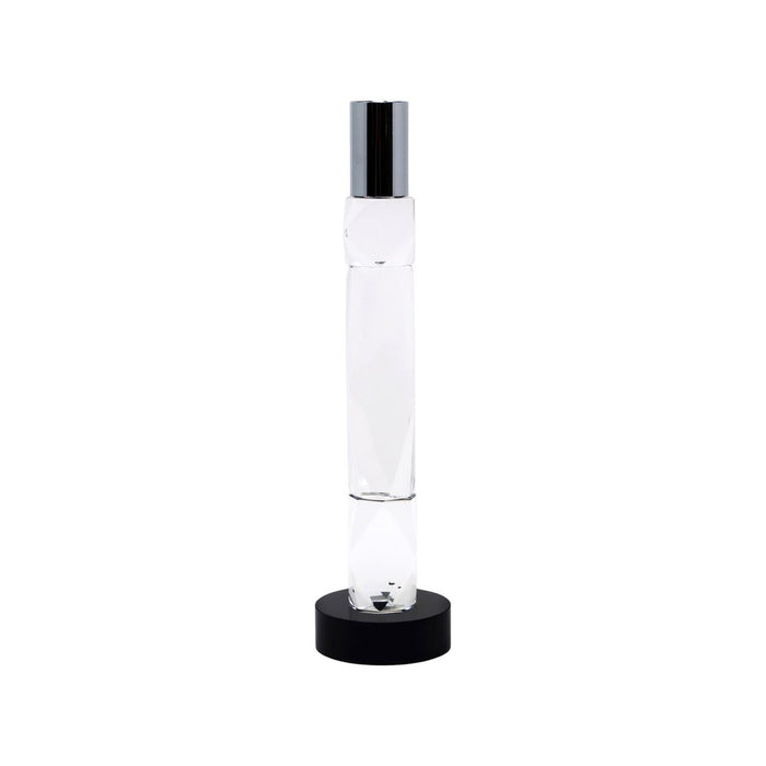 10" Silver Clear And Black Faceted Crystal Tabletop Taper Candlestick