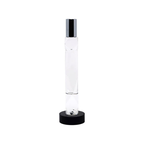 10" Silver Clear And Black Faceted Crystal Tabletop Taper Candlestick