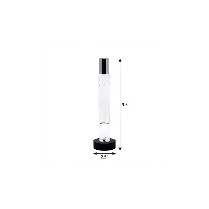 10" Silver Clear And Black Faceted Crystal Tabletop Taper Candlestick
