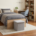 12" Gray Boucle Cube Ottoman With Storage
