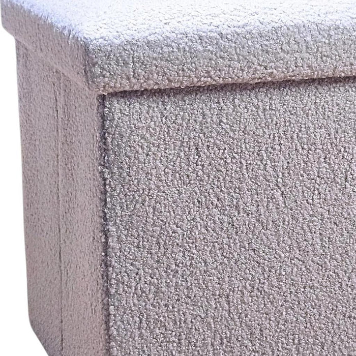 12" Gray Boucle Cube Ottoman With Storage