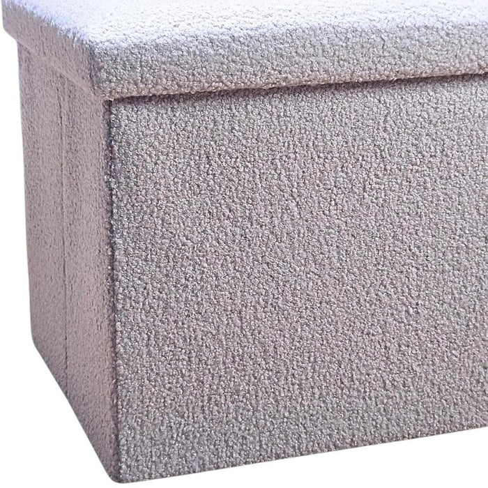 12" Gray Boucle Cube Ottoman With Storage