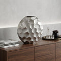 12" Silver Aluminum Cylinder Table Vase