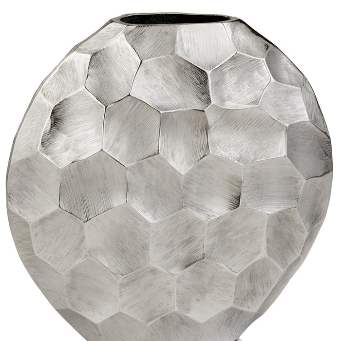 12" Silver Aluminum Cylinder Table Vase