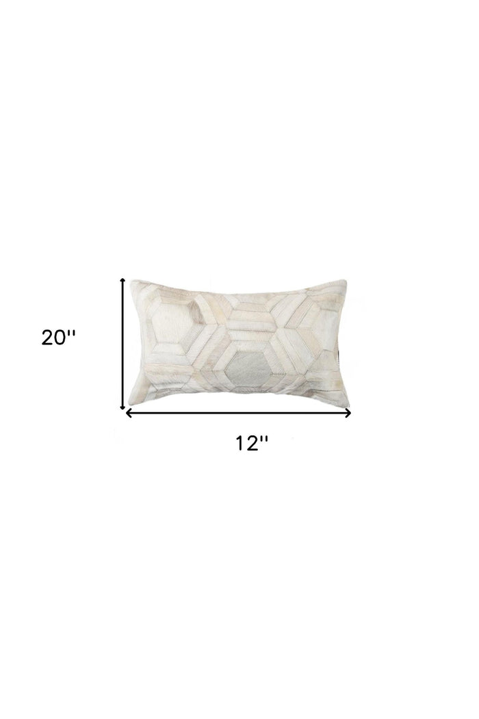 12 X 20 Black And White Cowhide Throw Pillow