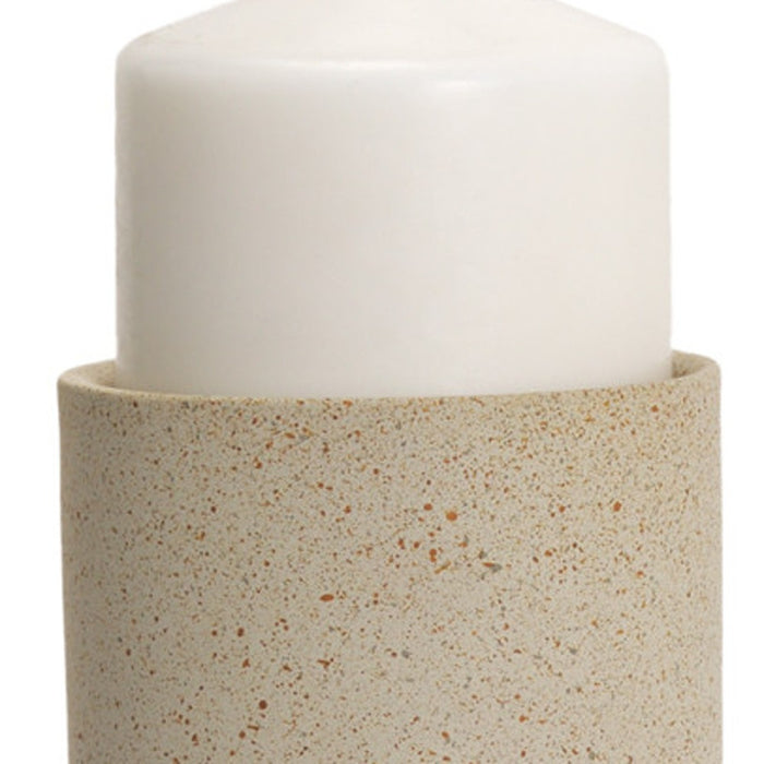 13" Beige Metal Abstract Tabletop Candle Holder