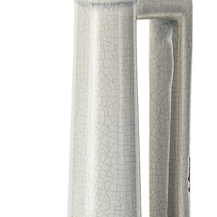 13" Gray And White Cylinder Ceramic Urns Jars