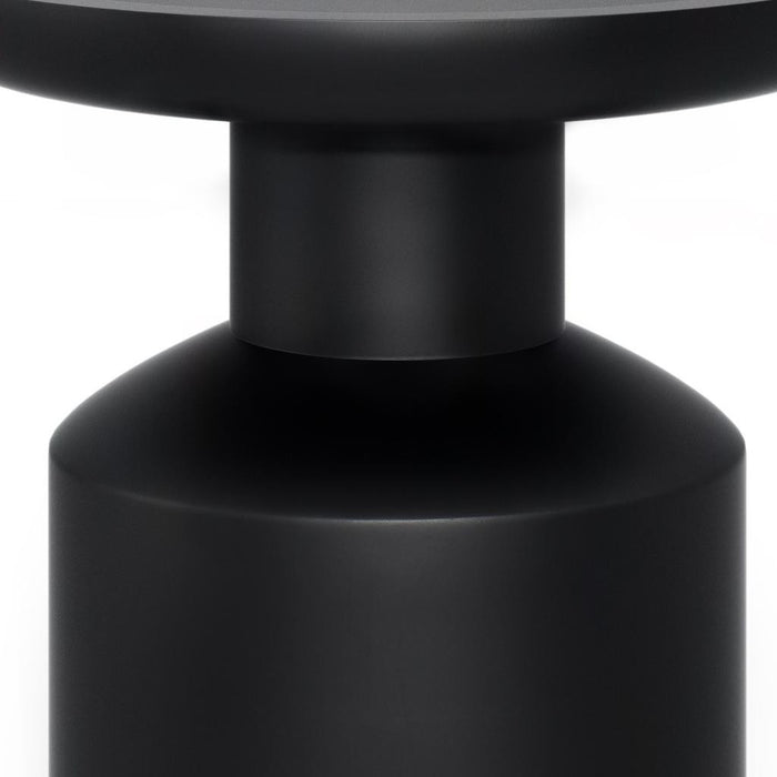 18" Black Solid Wood Round Pedestal End Table