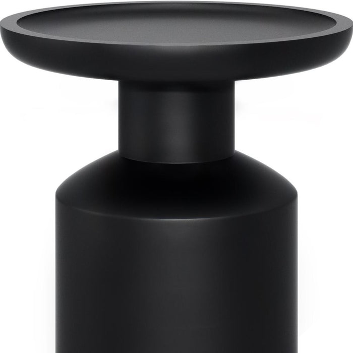 18" Black Solid Wood Round Pedestal End Table