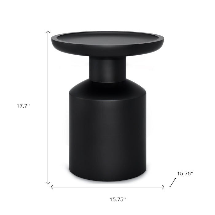 18" Black Solid Wood Round Pedestal End Table