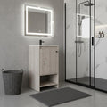 18" Light Gray Wood Freestanding Single Door Bathroom Vanity With White Sink
