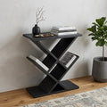 19" Black Solid Wood Pedestal Console Table