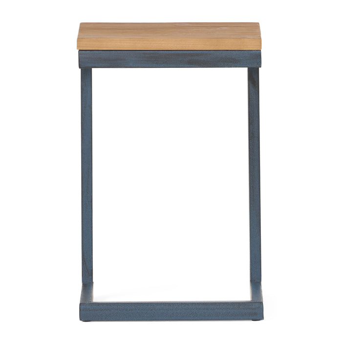 19" Brown and Black Distressed Wood and Iron End Table