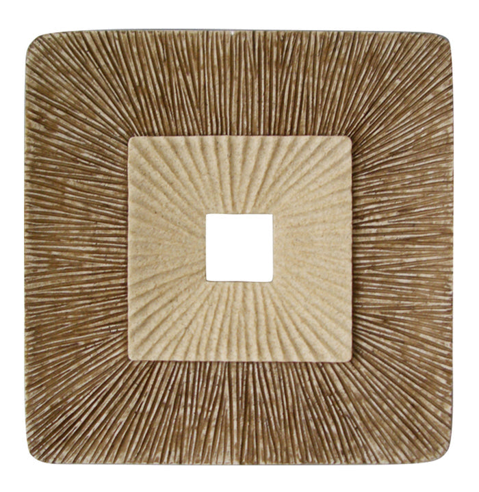 19" X 19" Brown Geometric Sandstone Square Hanging Wall Decor
