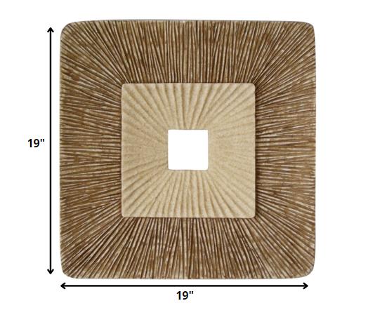 19" X 19" Brown Geometric Sandstone Square Hanging Wall Decor