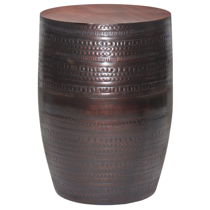 20" Bronze Bronze Iron Round Drum End Table