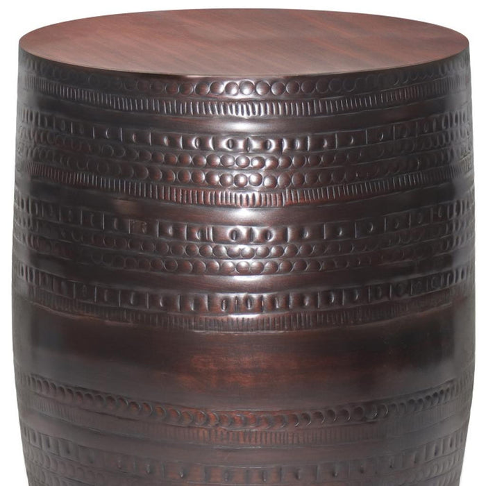 20" Bronze Bronze Iron Round Drum End Table