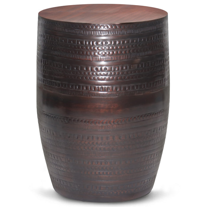 20" Bronze Bronze Iron Round Drum End Table