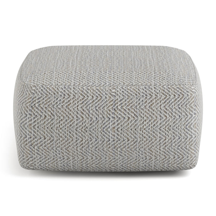 20" Gray and White Cotton Chevron Pouf Ottoman