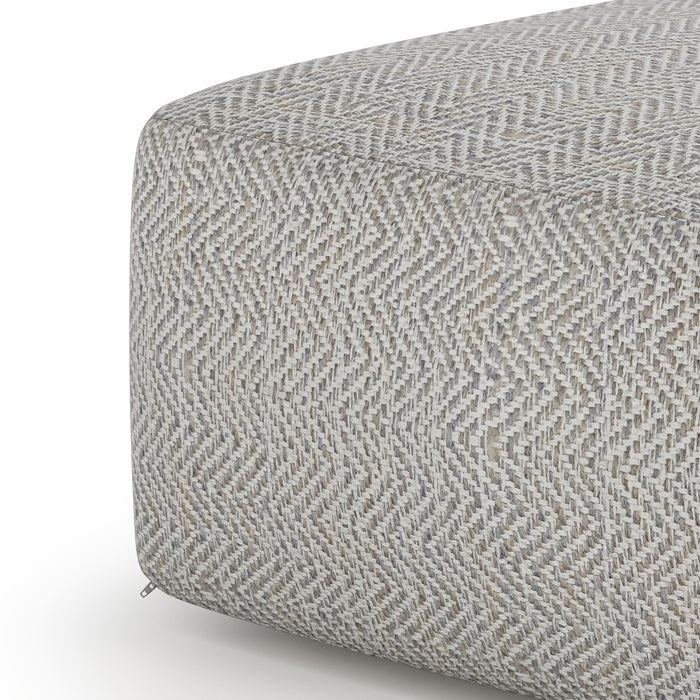 20" Gray and White Cotton Chevron Pouf Ottoman