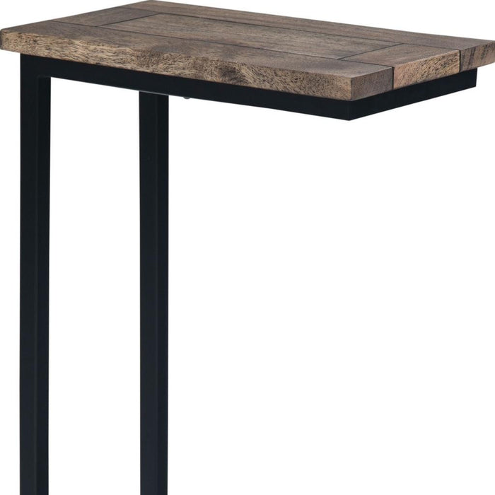 24" Brown and Black Solid Wood and Iron End Table