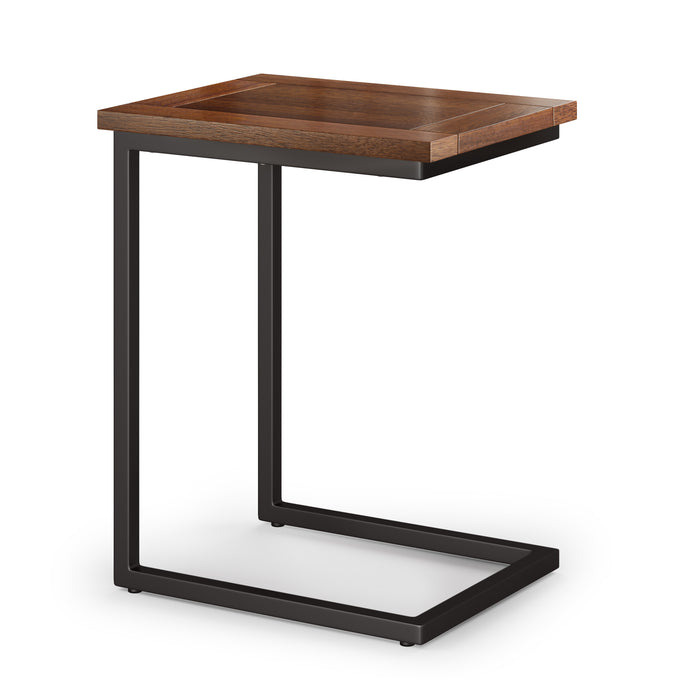 24" Powder Coated Dark Brown and Black Solid Wood and Iron End Table