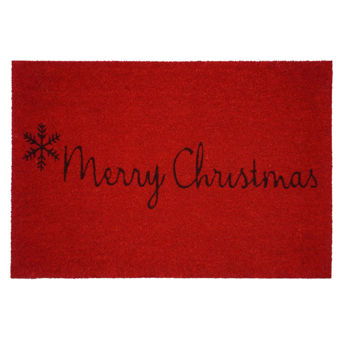 24" X 36" Red and Black Coir Merry Christmas Outdoor Christmas Door Mat