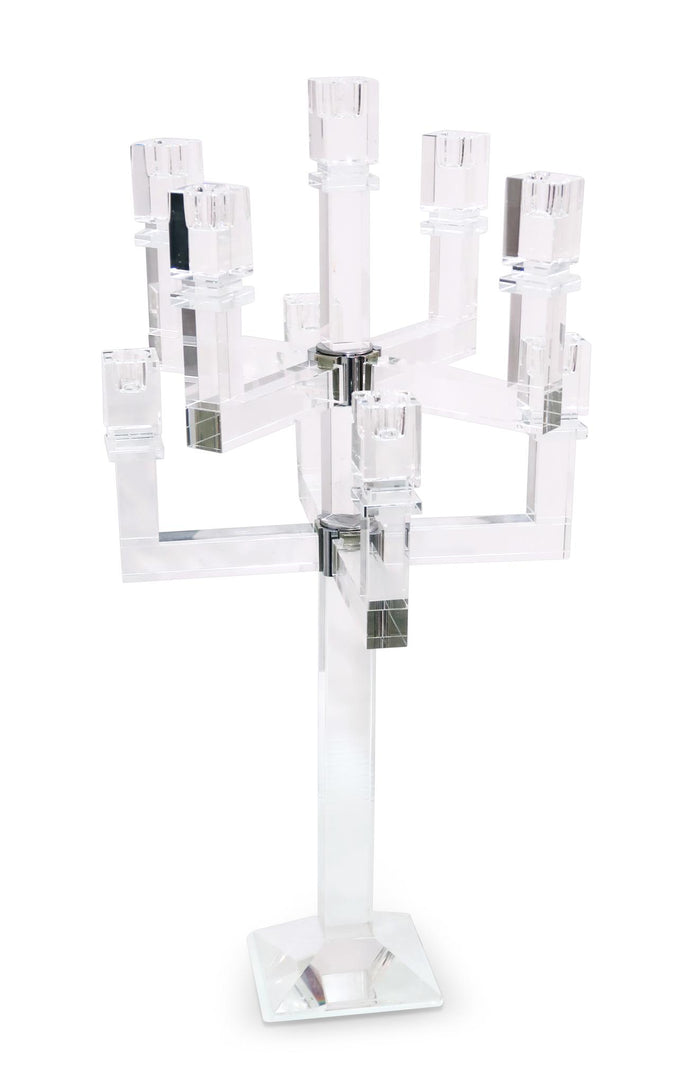25" Clear Faceted Crystal Tabletop Candelabra Candle Holder