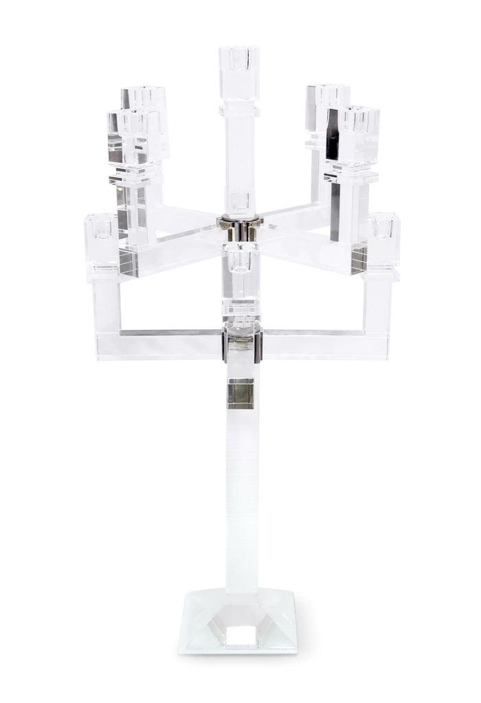25" Clear Faceted Crystal Tabletop Candelabra Candle Holder
