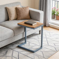 26" Natural and Blue Wood and Iron End Table