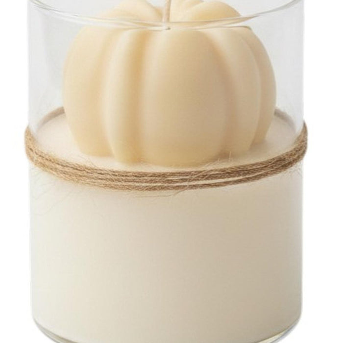 3" Cream Autumn Harvest Scented Mini Pumpkin Candle In Clear Glass Jar