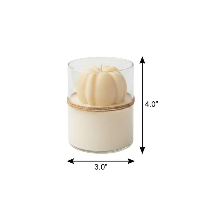 3" Cream Autumn Harvest Scented Mini Pumpkin Candle In Clear Glass Jar