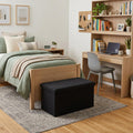 30" Black Boucle Ottoman With Storage