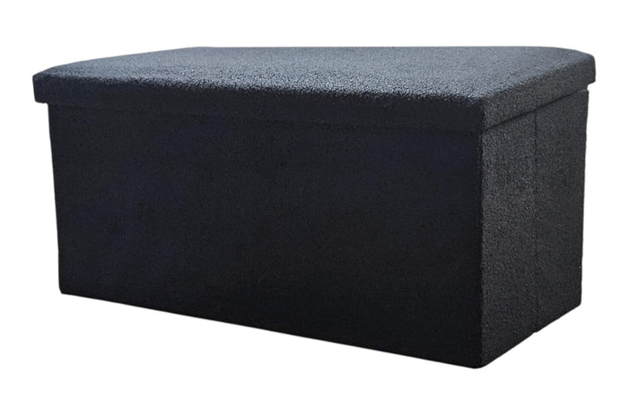 30" Black Boucle Ottoman With Storage