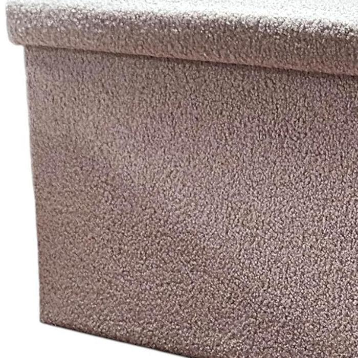 30" Taupe Boucle Ottoman With Storage