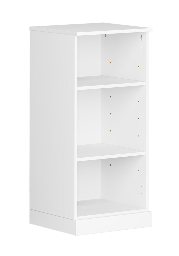 36" White Solid Wood Adjustable Three Tier Library Bookcase