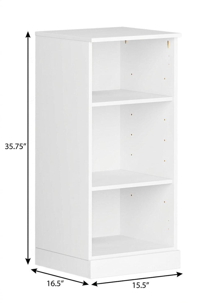 36" White Solid Wood Adjustable Three Tier Library Bookcase