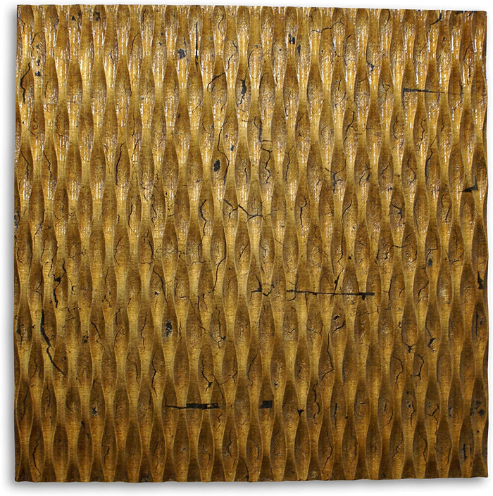 36" X 36" Gold Abstract Wood Hanging Dimensional Sculpture