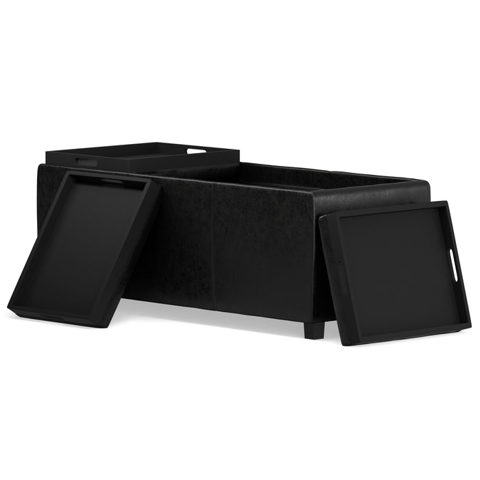 42" Black And Dark Brown Ottoman With Storage