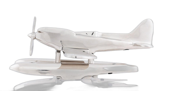 7" Nickel Metal Hand Painted Model Airplane Tabletop Sculpture