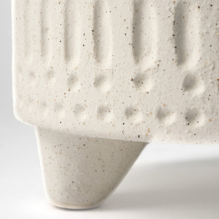 7" White Abstract Cylinder Ceramic Table Vase