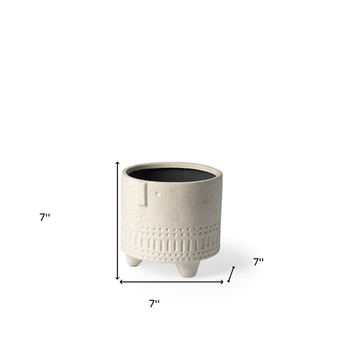 7" White Abstract Cylinder Ceramic Table Vase