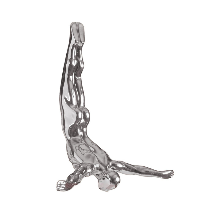 7" X 7" Silver Resin Diving Man Hanging Dimensional Sculpture