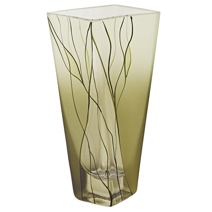 8" Green Cylinder Crystal Glass Table Vase