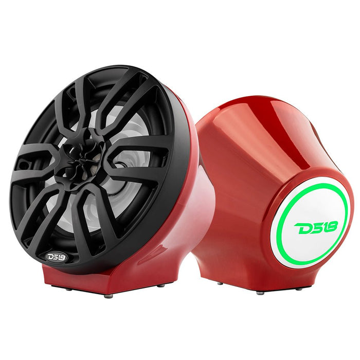 8" Universal Flat Mount Speaker Pods with RGB LED Lights for Jet Skis, Jeeps, Motorcycles & UTVs