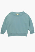 Les Gamins light blue long-sleeve crewneck sweatshirt for kids, made from organic cotton. Sustainably crafted and laid flat, it's perfect for everyday comfort.