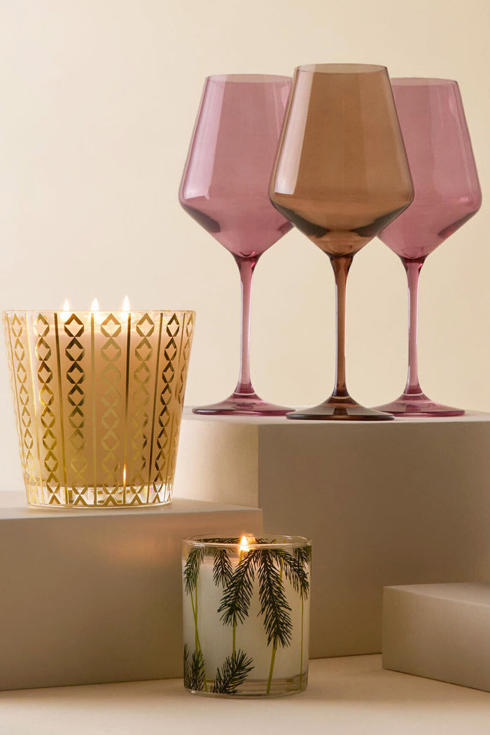 Amber Smoke Stemmed Glasses Set of 6